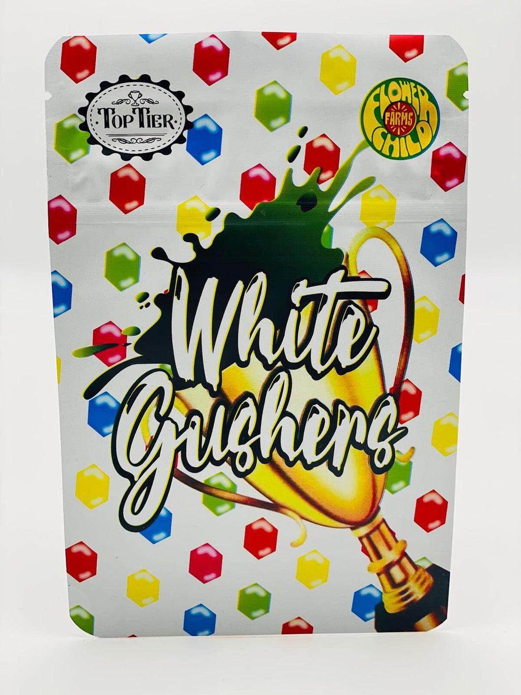 50 White Gushers  3.5 gram empty Mylar bags