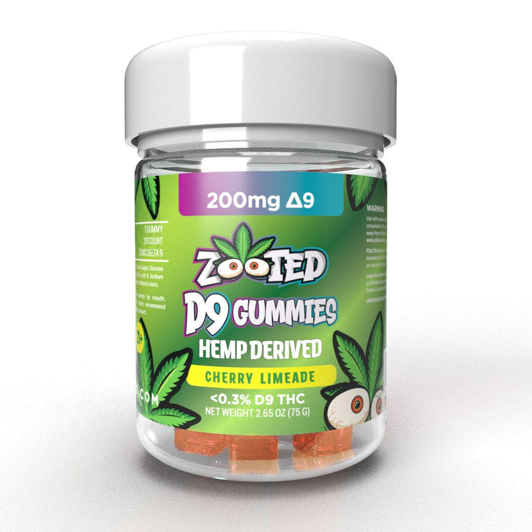 Gummies | Cherry Limeade 300mg ?9 – Hemp Derived SUPPLEMENT FACTS Serving size: 1 Gummy Servings per container:20 Count Amount per serving 10 MG delta 9
