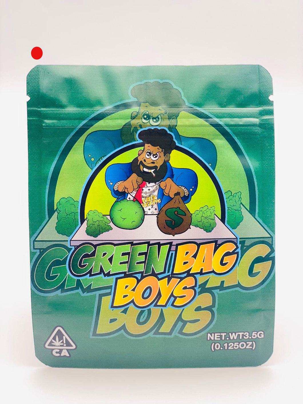 50 Green Bag Boys 3.5-gram empty Mylar bags