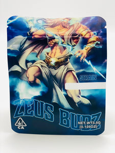 50 Zeus Budz 3.5-gram Empty Mylar bags