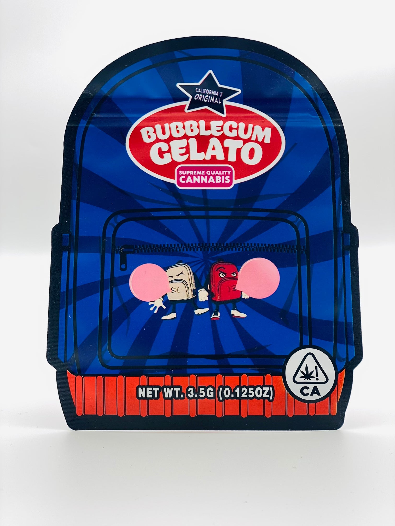 50 Bubble Gum Gelato 3.5-gram empty Cut Mylar bags.