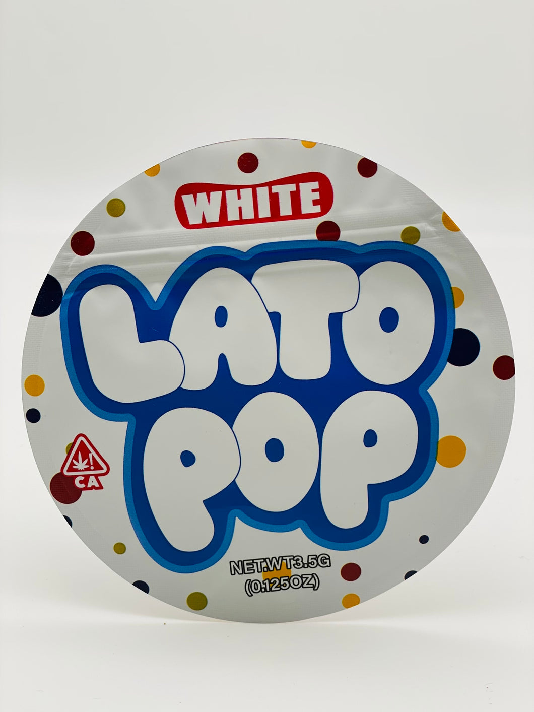 50 Lato Pop White 3.5-gram empty Mylar bags