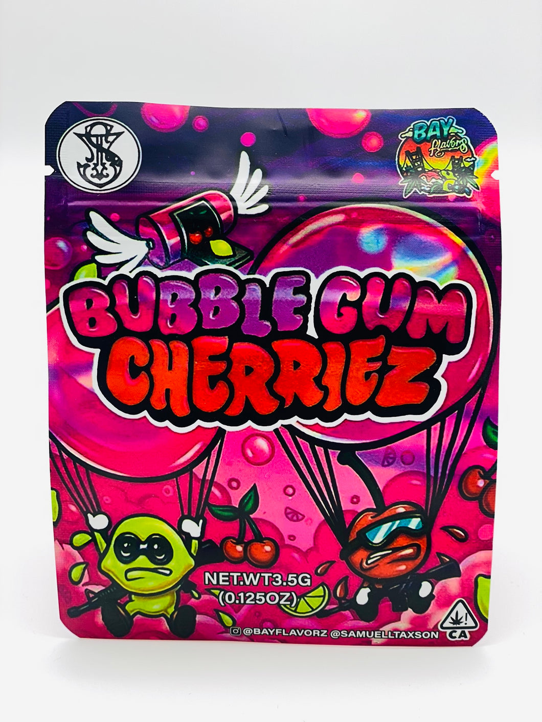 50 Bubble Gum Cherriez 3.5-gram empty Mylar bags