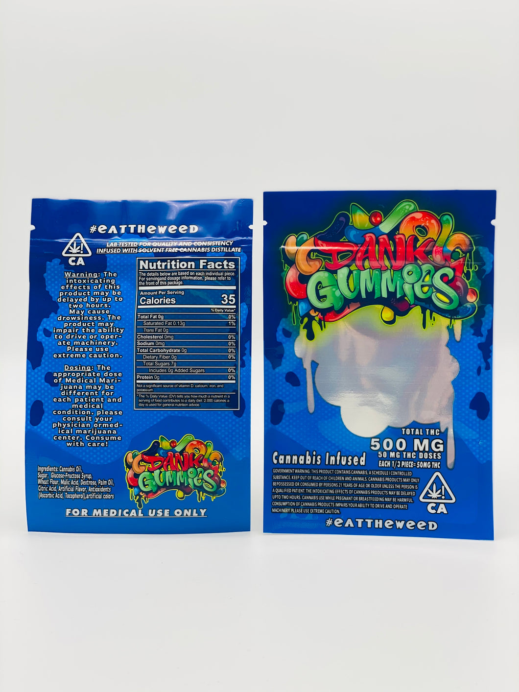Dank Gummies Blue 3.5-gram Empty Bags
