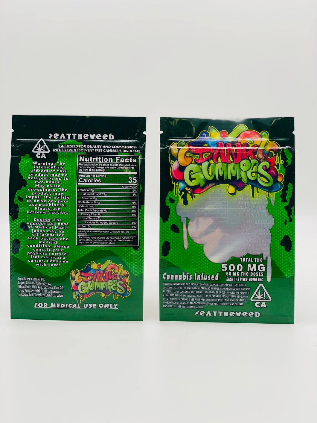 Dank Gummies Light Green 3.5-gram Empty Bags