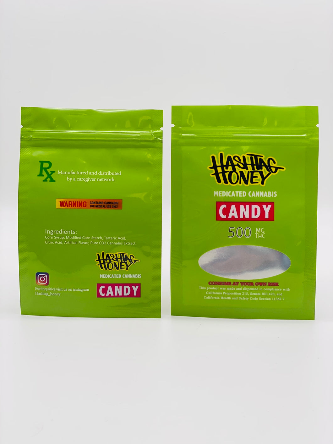 Hashtag Honey Green Medicated Candy Empty Bags 3.5 gram